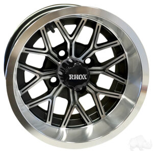 RHOX RX283 Machined Gloss Black 12×7 ET-25-Golf Cart Rims