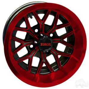 RHOX RX284, Gloss Black with Red, 12x6 ET-10 - Image 1