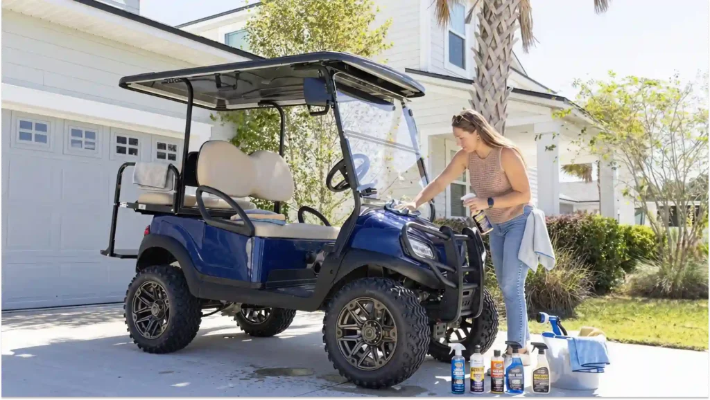 cleaning a golf cart before winter storage