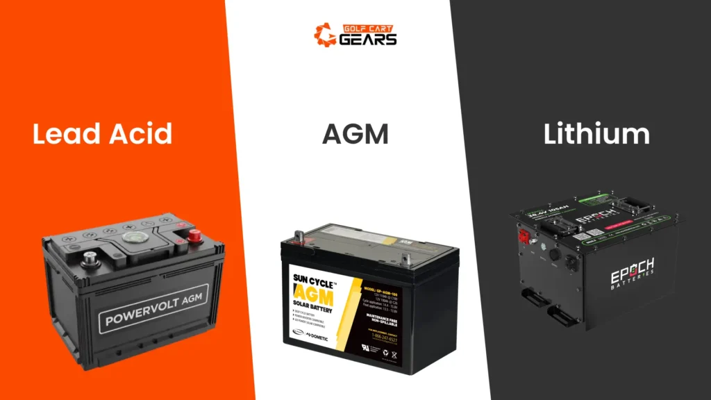 lead acid AGM and lithium golf cart batteries