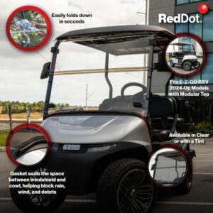 RedDot EZGO RXV with Modular Top Clear Folding Impact Modified Windshield with Rubber Trim (Years 2024-Up) - Image 3
