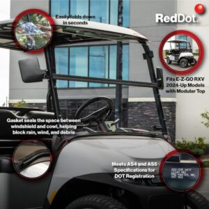 RedDot EZGO RXV with Modular Top Clear Folding Polycarbonate DOT Windshield with Rubber Trim (Years 2024-Up) - Image 7