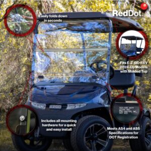 RedDot EZGO RXV with Blow Molded Top Clear DOT Folding Windshield (Years 2024-Up) - Image 5