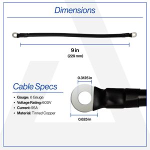 9 Inch 6-Gauge Black Battery Cable - Image 5