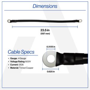 23.5 Inch 4-Gauge Black Battery Cable - Image 2