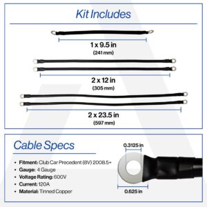 Club Car Precedent with 8V Batteries 4-Gauge Battery Cable Set (Years 2008.5-Up) - Image 3