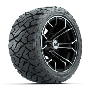 GTW Spyder Black/Machined 12 in Wheels with 215/40-R12 Maverick Low-Profile All-Terrain Tires – Full Set - Image 1