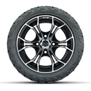 GTW Spyder Black/Machined 12 in Wheels with 215/40-R12 Maverick Low-Profile All-Terrain Tires – Full Set - Image 3
