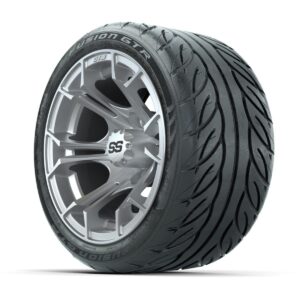 GTW® Spyder Silver Brush 12 in Wheels with 215/40-R12 Fusion GTR Steel Belt Radial Street Tires – Full Set - Image 5