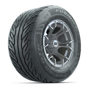 GTW® Spyder Silver Brush 12 in Wheels with 255/55-R12 Fusion GTR Steel Belt Radial Street Tires – Full Set - Image 3