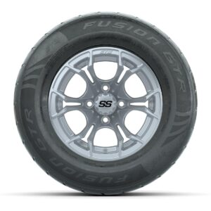 GTW® Spyder Silver Brush 12 in Wheels with 255/55-R12 Fusion GTR Steel Belt Radial Street Tires – Full Set - Image 6