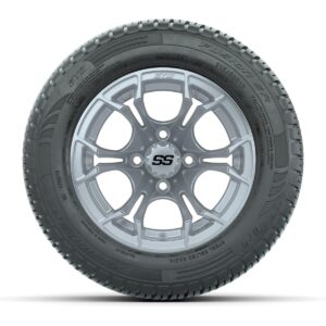 GTW® Spyder Silver Brush 12 in Wheels with 215/50-R12 Fusion S/R Steel Belt Radial Street Tires – Full Set - Image 3