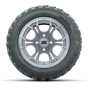 GTW® Spyder Silver Brush 12 in Wheels with 22X11-R12 Nomad Steel Belt Radial All-Terrain Tires – Full Set - Image 3
