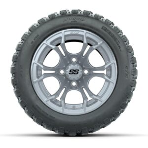 GTW® Spyder Silver Brush 12 in Wheels with 20X10-12 Nomad Steel Belt Radial All-Terrain Tires – Full Set - Image 2