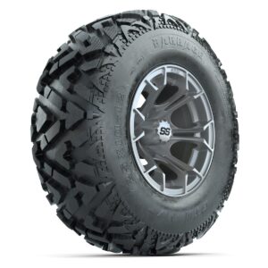 GTW® Spyder Silver Brush 12 in Wheels with 25X10-12 Barrage Mud Tires – Full Set - Image 4
