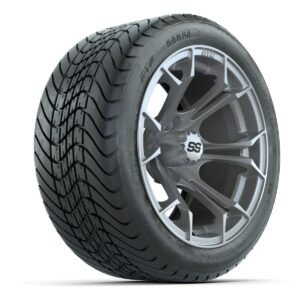 GTW Spyder Silver Brush 14 in Wheels with 225/30-14 Mamba Street Tires – Full Set - Image 2