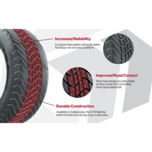GTW Spyder Silver Brush 14 in Wheels with 225/30-14 Mamba Street Tires – Full Set - Image 6