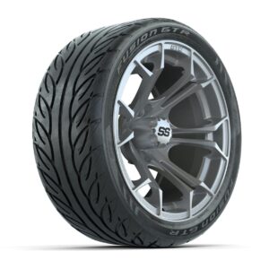 GTW® Spyder Silver Brush 14 in Wheels with 205/40-R14 Fusion GTR Steel Belt Radial Street Tires – Full Set - Image 2
