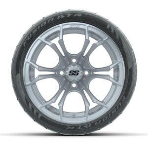 GTW® Spyder Silver Brush 14 in Wheels with 205/40-R14 Fusion GTR Steel Belt Radial Street Tires – Full Set - Image 3
