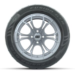 GTW® Spyder Silver Brush 14 in Wheels with 255/45-R14 Fusion GTR Steel Belt Radial Street Tires – Full Set - Image 4