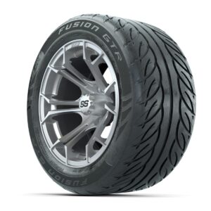 GTW® Spyder Silver Brush 14 in Wheels with 255/45-R14 Fusion GTR Steel Belt Radial Street Tires – Full Set - Image 5