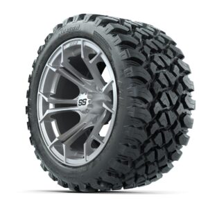 GTW® Spyder Silver Brush 14 in Wheels with 23X10-R14 Nomad Steel Belt Radial All-Terrain Tires – Full Set - Image 2