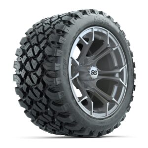 GTW® Spyder Silver Brush 14 in Wheels with 23X10-R14 Nomad Steel Belt Radial All-Terrain Tires – Full Set - Image 3