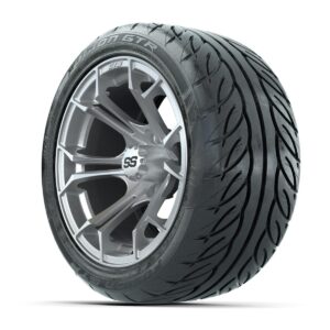 GTW® Spyder Silver Brush 14 in Wheels with 225/40-R14 Fusion GTR Steel Belt Radial Street Tires – Full Set - Image 2