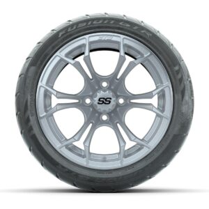 GTW® Spyder Silver Brush 14 in Wheels with 225/40-R14 Fusion GTR Steel Belt Radial Street Tires – Full Set - Image 3