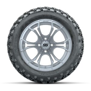 GTW® Spyder Silver Brush 14 in Wheels with 23X10.00-14 Rogue All-Terrain Tires – Full Set - Image 2