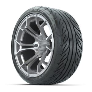 GTW Spyder Silver Brush 15 in Wheels with 215/40-R15 Fusion GTR Steel Belt Radial Street Tires – Full Set - Image 2